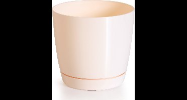 Prosperplast Plantenpot/bloempot met opvangschaal - kunststof - beige D21 x H19 cm - binnen/buiten