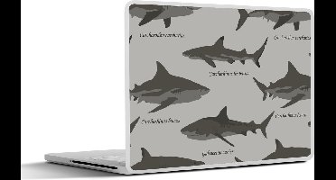Laptop sticker - 10.1 inch - Patronen - Haai - Zee - 25x18cm - Laptopstickers - Laptop skin - Cover