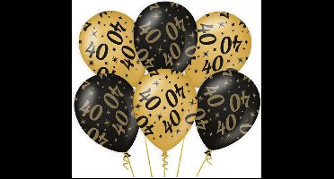 12x stuks Leeftijd verjaardag feest ballonnen 40 jaar geworden zwart/goud 30 cm - Feestartikelen/versiering