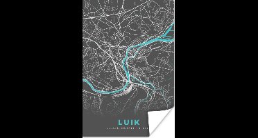 Poster Stadskaart – Grijs - Kaart – Luik – België – Plattegrond - 20x30 cm