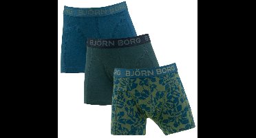 Björn Borg jongens cotton stretch 3P boxers basic leafs groen & blauw