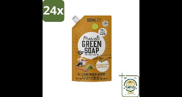 Marcel's Green Soap - Allesreiniger Spray - Navulling - Sandelhout & Kardemon - Frisse reiniging - 500 ml - Voordeelverpakking - 24 stuks - Milieuvriendelijk - Biologisch afbreekbaar