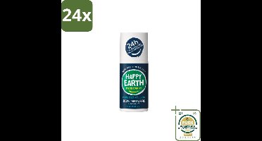 Happy Earth – Deodorant Roll-On – 100% Natuurlijk Men Protect – 75 ml - Voordeelverpakking - 24 stuks - Deodorant zonder aluminium - Huidvriendelijk
