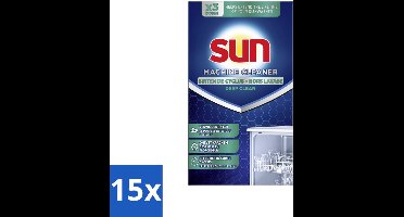 15 x Sun - Machinereiniger - Voor de vaatwasmachine - 3 Dosissen - Vaatwasmachine Reiniger - Vet En Kalk Verwijderen - Vaatwasmachine Onderhoud - Vaatwasmachine Filter Reinigen - Vaatwasmachine Sproeiarm Reinigen