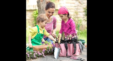 Tuingereedschapset - 8 in 1 - set van 8 - roze - roestvrij staal