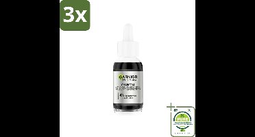 3 x Garnier - PureActive - Serum - AHA + BHA & Charcoal - Tegen Onzuiverheden - 30 ml - Grootverpakking - Garnier PureActive - Serum - Anti-onzeverheden - AHA - BHA