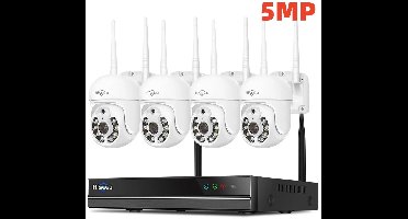 5MP PTZ Beveiligingscamera Systeem – Draadloze Camera Set – Bewakingssysteem – Surveillance Camera – Wifi Camera – Bewegingsdetectie – Full Color Nachtzicht – 1TB Ingebouwde Harde Schijf