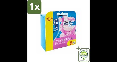 1 x Gillette - Venus Comfortglide - Spa Breeze - Verzachtend en hydraterend - 8 Navulscheermesjes - Scheermesjes - Scheermesjes Voor Vrouwen - Venus Comfortglide - Gladde Huid - Scheergel