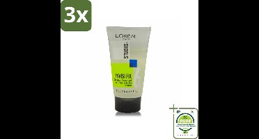 3 x L'Oréal Studio Line Invisi Fix 24H Clear & Clean Gel Strong 150 ml - Grootverpakking - Haar Gel - Haar Fixatie - L'Oréal Paris - Studio Line - Invisifix