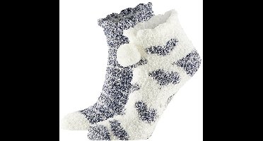 Apollo bedsokken / huissokken - dames - 2-pack - grijs/wit - one size - Slaapsokken - Slofsokken