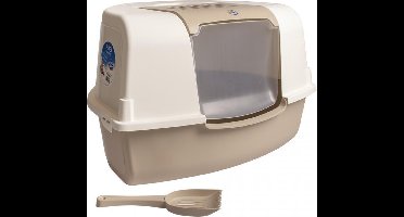 Duvo+ Kattentoilet ariel hoek met filter en schepje Mocaccino 58x47x38cm