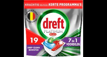 Dreft Platinum Plus - Vaatwascapsules - Deep Clean Boosted - 19 Afwasbeurten - Voordeelverpakking - 2 stuks