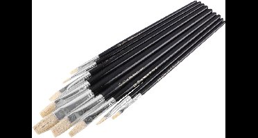 Copenhagen Pro Brush Set - 9-delig - Plat - voor alle soorten schilderkunst - Chinese witte borstelharen - Maat 0-2-4-6-8-10-12-14-16