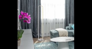 LED vloerlamp Woonkamerlamp Designlamp Voetschakelaar, metaal opaal nikkel, 28W 1640lm warm wit, H 130 cm