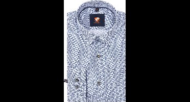 Suitable Overhemd Print Bloemen Blauw 267-9 - Maat 40 - Heren - Casual Shirt
