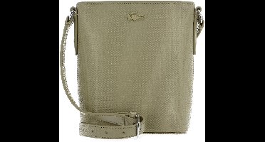 LACOSTE Leren Schoudertas Chantaco Classics Vertical Crossover Bag Brindille Kaki