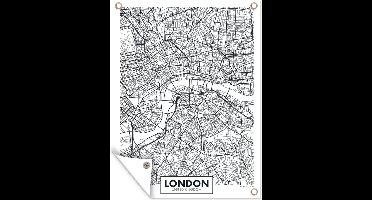 Tuin decoratie Kaart - Londen - Zwart - Wit - 30x40 cm - Tuindoek - Buitenposter