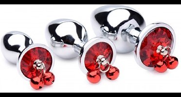 XR Brands Red Gem - Butt Plug Set with Bells red