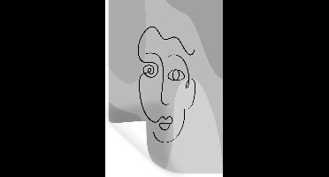 Muurstickers - Sticker Folie - Minimalisme - Line Art - Zwart - Wit - 20x30 cm - Plakfolie - Muurstickers Kinderkamer - Zelfklevend Behang - Zelfklevend behangpapier - Stickerfolie