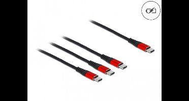 Delock USB Charging Cable 3 in 1 USB Type-C™ to 3 x USB Type-C™ 30 cm black / red