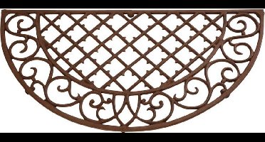 Esschert Design Deurmat gietijzer ruit half rond bruin