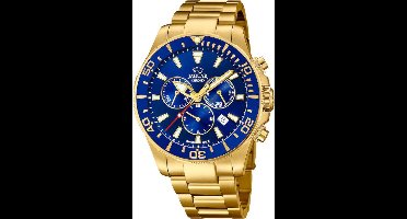 Jaguar Executive Horloge - Jaguar heren horloge - Blauw - diameter 44 mm - goud gecoat roestvrij staal