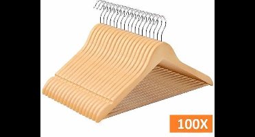 Relaxwonen | Kledinghangers | Set van 100 stuks | Hout | Bruin | Draaibare haak