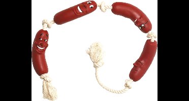 Hondenspeelgoed Worst Vinyl op Touw - Bruin - 70 x 5 x 5 cm