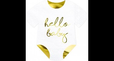 PartyDeco - Servetten - Hello Baby - Rompertje