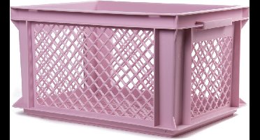 Lastpak Stijlvolle kunststof fietskrat - roze - 40x30x22 cm - geperforeerde bodem - ideaal voor school en boodschappen