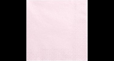 Partydeco tafel servetten van papier - 60x - lichtroze - 33 x 33 cm - Wegwerp servetten voor diner/lunch