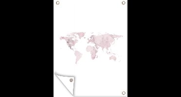 Tuin decoratie Wereldkaart - Aquarelverf - Roze - 30x40 cm - Tuindoek