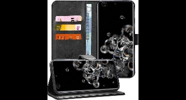Hoesje geschikt voor Samsung Galaxy S20 Ultra - Book Case Kunstleer Pasjeshouder Zwart