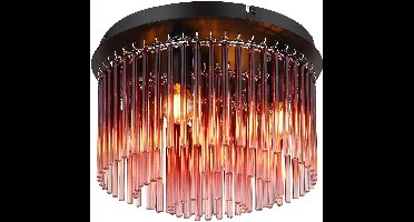 Globo - plafonniere - GORLEY - zwart - glas - Ø 32cm - E14 - 15698DBR