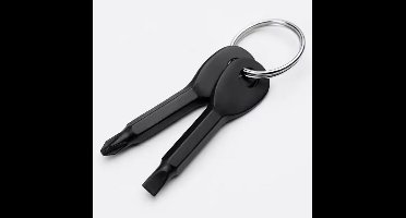 New Age Devi - Schroevendraaier sleutelhanger - Platkop Kruiskop - Gereedschap - Staal - Zwart