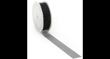 Zwart voile lint voor decoratie en creatief gebruik - 70 mm / 25 mtr.
