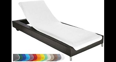 PromoHome XL Tuinligstoel Hoes - Zachte Badstof Bescherming met Capuchon - 75x200 cm "Wit"