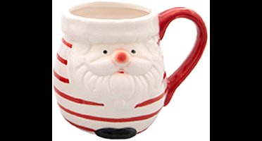 Svenska Living Kerst mok - kerstman - 8 x 11 cm - keramiek - 400 ml - beker - koffiemok/theemok - kinderbeker