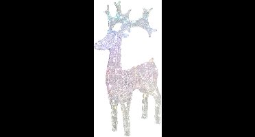 Kerstverlichting figuur - rendier - 80 leds - regenboog kleuren - 45 x 16 x 75 cm - verlichte figuren