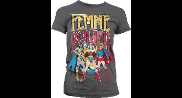 DC Comics Femme Power Girly Tee Damen T-Shirt Dark-Grey-L