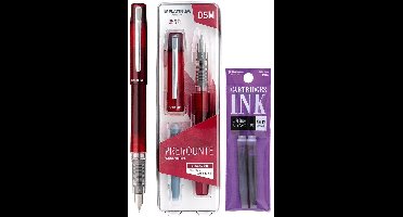 Platinum - Preppy - Prefounte Vulpen - Fine - Crimson Red - Met Paarse vullingen