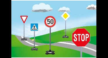 Jamara Buitenspeelgoedverkeersset - 460257 Verkeersborden Set voor Kinderen - Set A - Groot - 5 Borden - 81x21,5cm