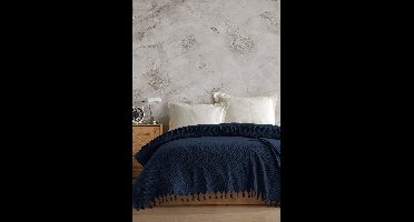 Asir - Dubbele Piqué Deken - Marineblauw - 200 x 220 cm