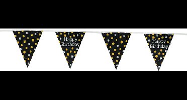 Folat - Vlaggenlijn Glossy Black 'Happy Birthday' - 4 meter