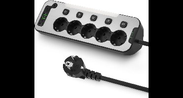 Stekkerdoos met USB - Verdeelstekker - Stopcontact Splitter - Wit en Grijs