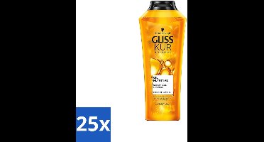 25 x Gliss-Kur - Shampoo - Oil Nutritive - Voedende Shampoo - Voor Stroef & Gespannen Haar - 400 ml - Stroef Haar - Gespannen Haar - Voedend Shampoo - Hydraterend Shampoo - Abrikozenpitolie