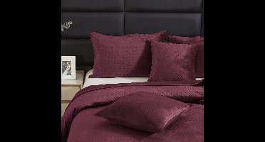 Luxe Velours Bedsprei 200x220cm - MAYA Bordeaux Rood - Gekreukt