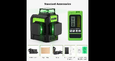 Laserwaterpas – Kruislijnlaser – 3D Laser – Zelfnivellerend – Groene Laser – 360° Projectie – USB Oplaadbaar - Set 2