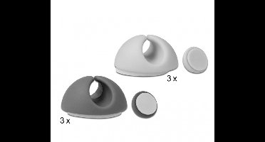 Zelfklevende kabelhouders voor 1 kabel - 6 stuks / wit/grijs