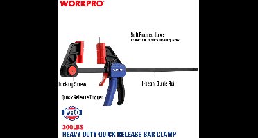 WorkPro WP232042 Eenhandsklem Afmeting, lengte: 600 mm